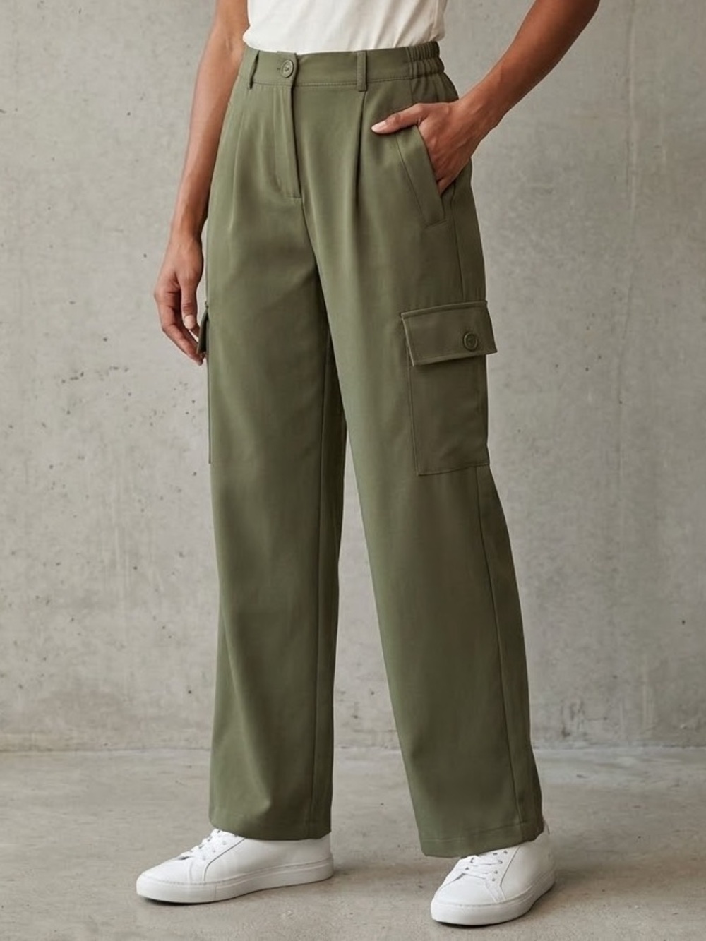 Bailey44 Olive Green Cargo Wide-Leg Pants